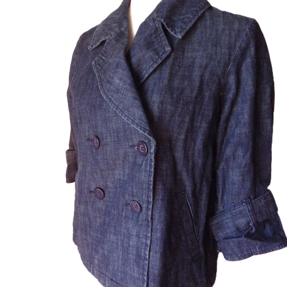 Fashionable Denim Jacket/ Double Breasted/ Kikit Jeans/ Blazer/ M